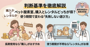 ペット酸素室の購入とレンタルの選び方を解説。費用や期間の判断基準を網羅したガイド記事。